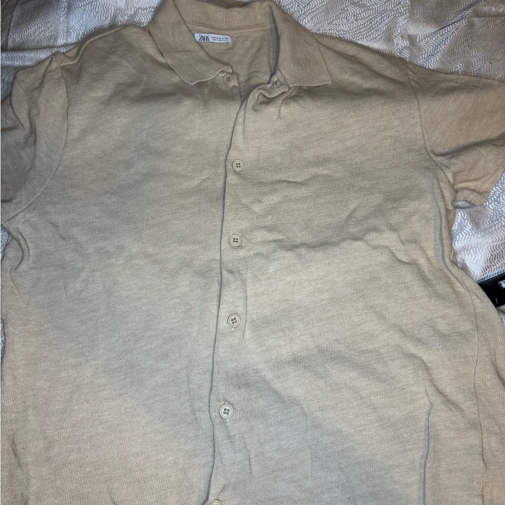 Zara Light Tan Knit Polo